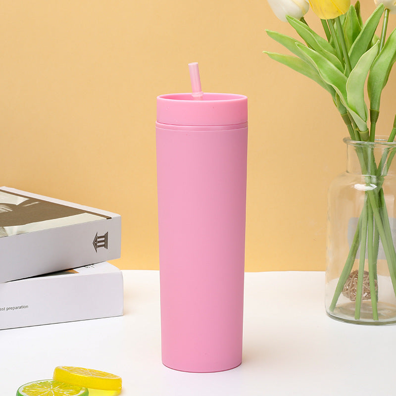 Double Layer Plastic Frosted Drink Cup - 16oz Leakproof Kitchenware