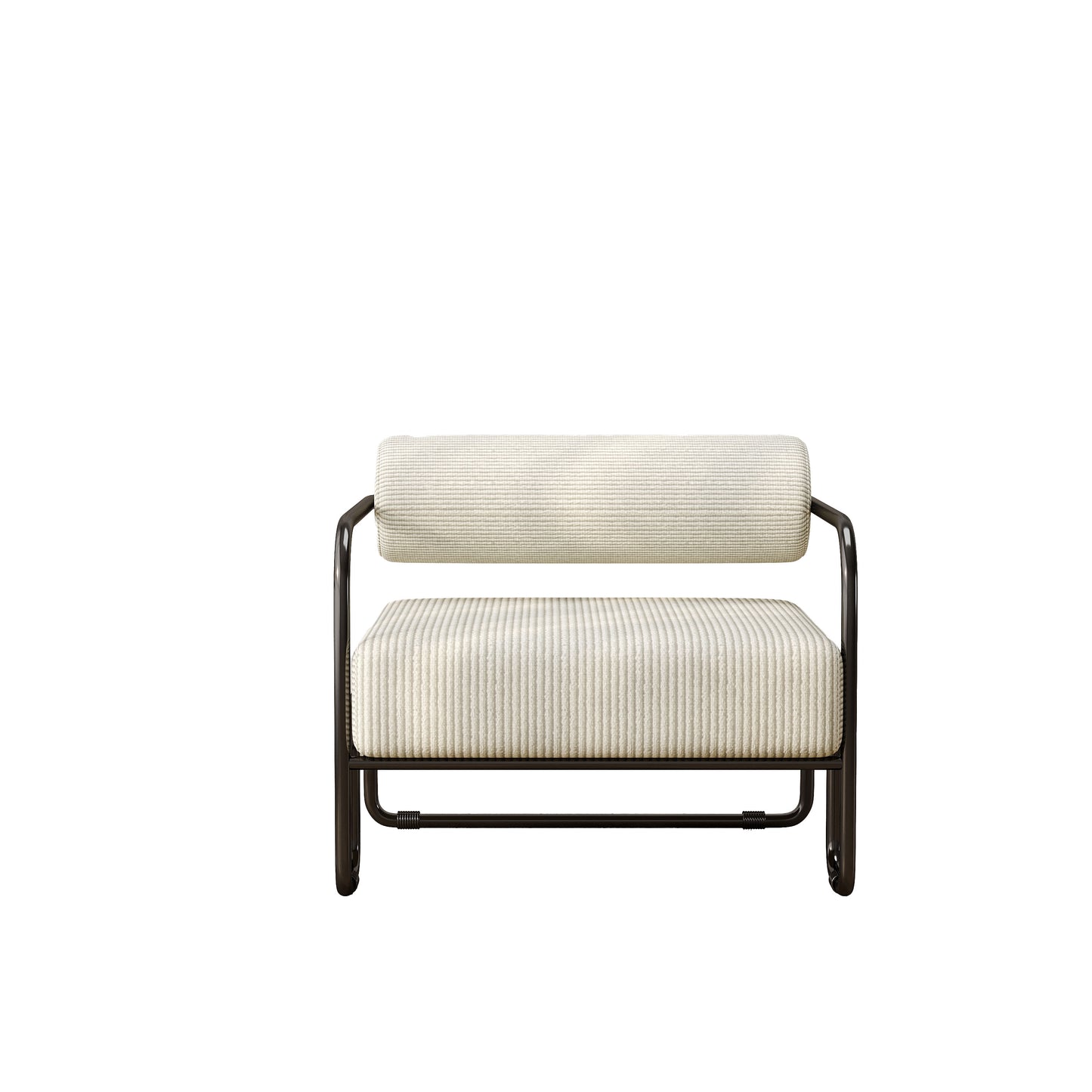 Beige Corduroy Lazy Sofa Chair with Iron Frame - Comfortable Seating