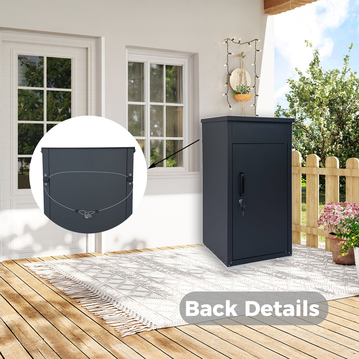 Lockable Steel Package Delivery Box with Mail Compartment - Large Outdoor Porch Mailbox