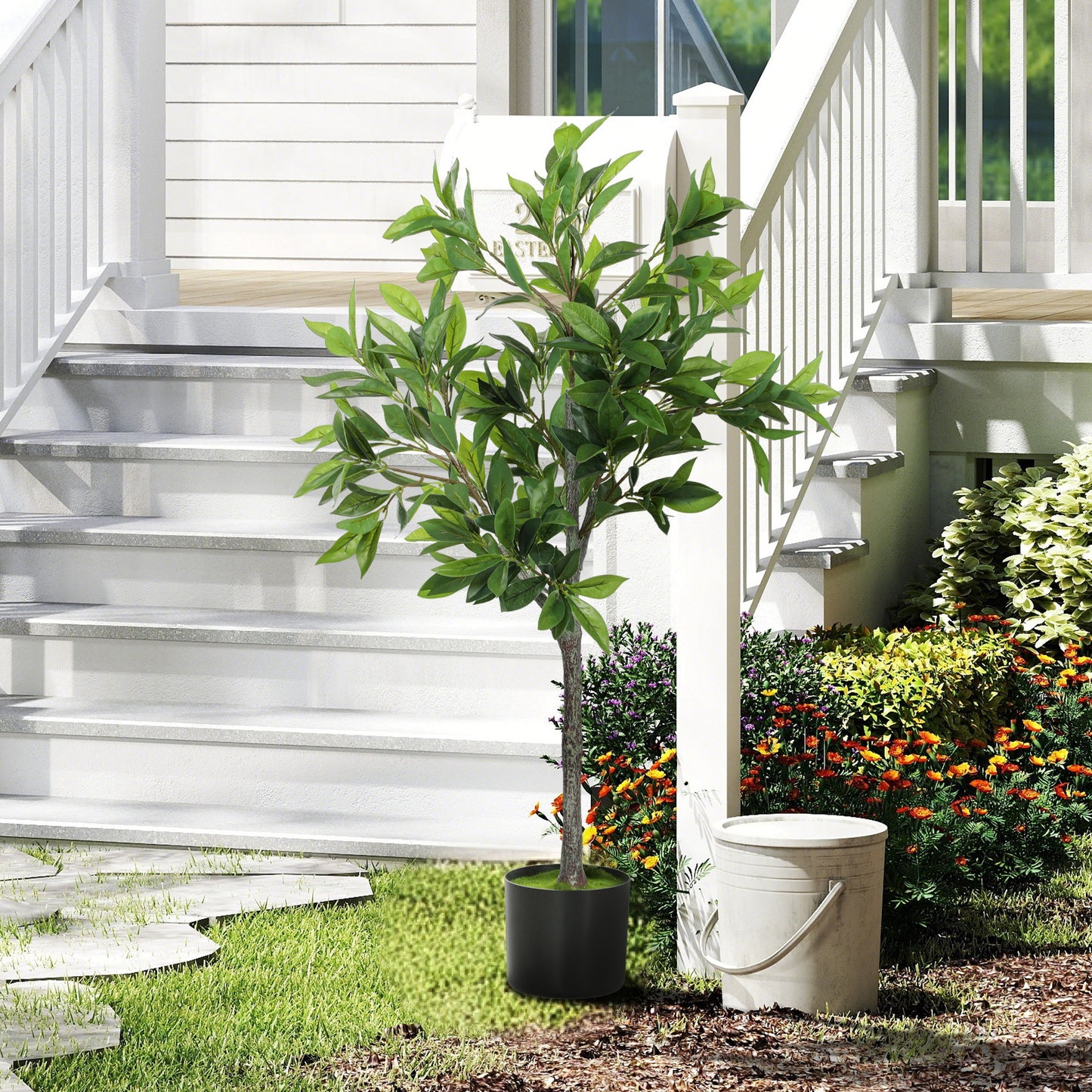 Lifelike Laurel Artificial Tree with 345 Leaves - Green