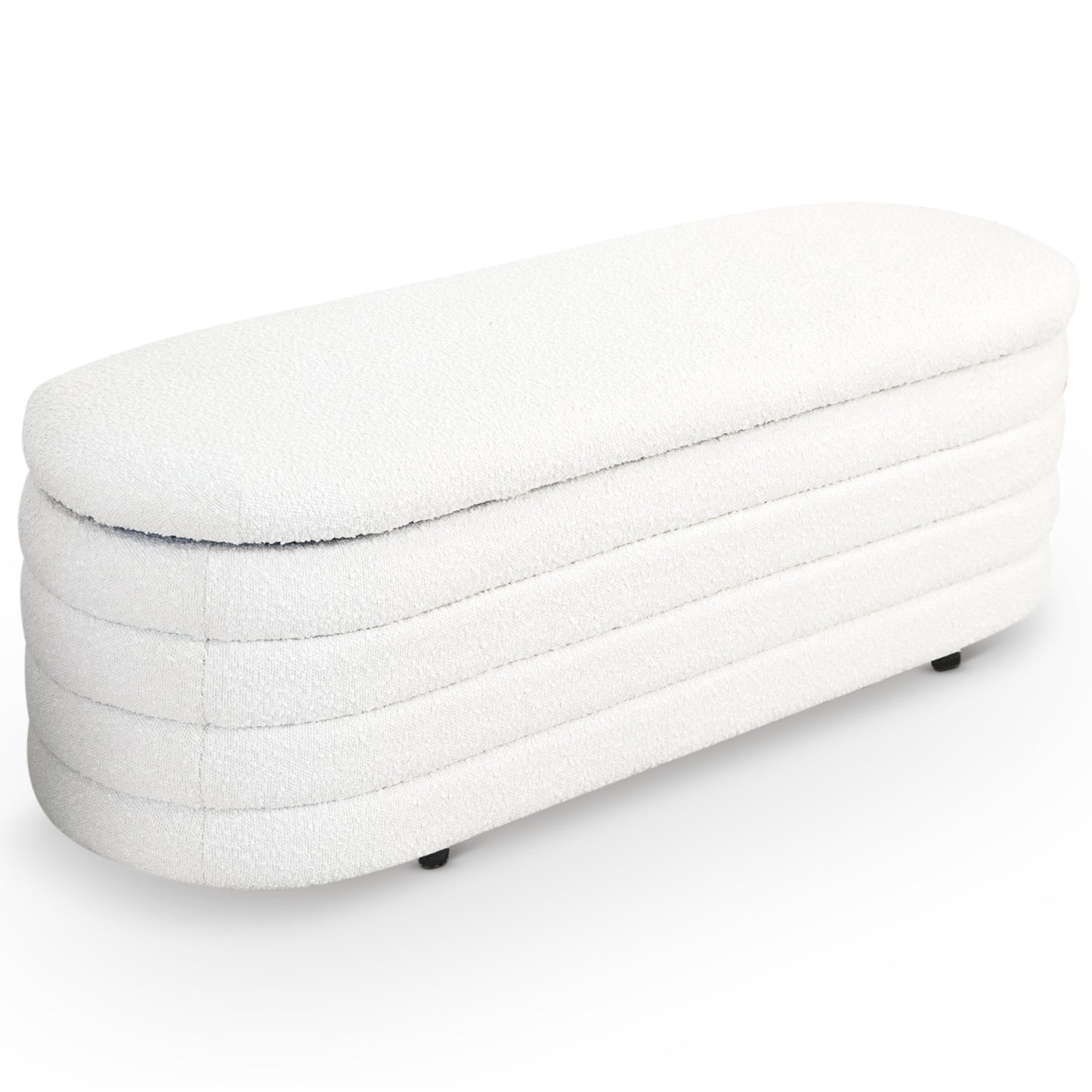Cabana White Boucle Bench W Storage