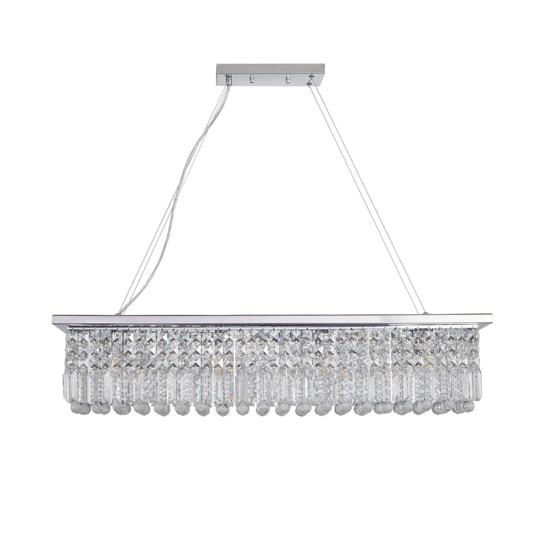 Modern Raindrop Crystal Chandelier - 8-Light Rectangle Pendant