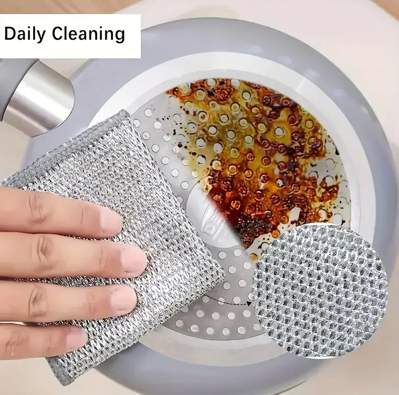 Double-Sided Kitchen Oilproof Cleaning Scouring Pad - Microfiber, 20x20cm, Multi-Pack