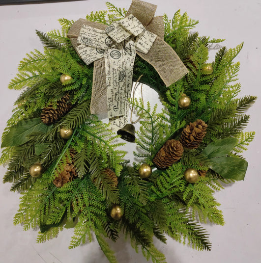 Christmas Wreath Animal Farm Pine Cone Door Ring - Festive Farmhouse Decor