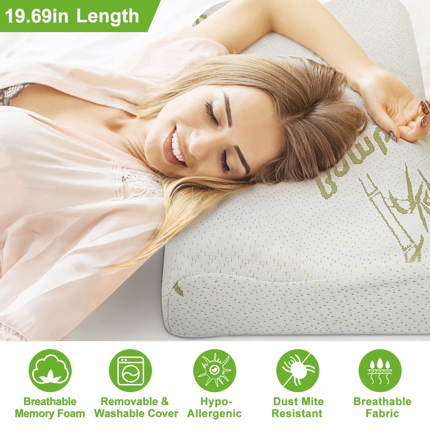 Bamboo Memory Foam Neck Support Pillow - Ergonomic Design