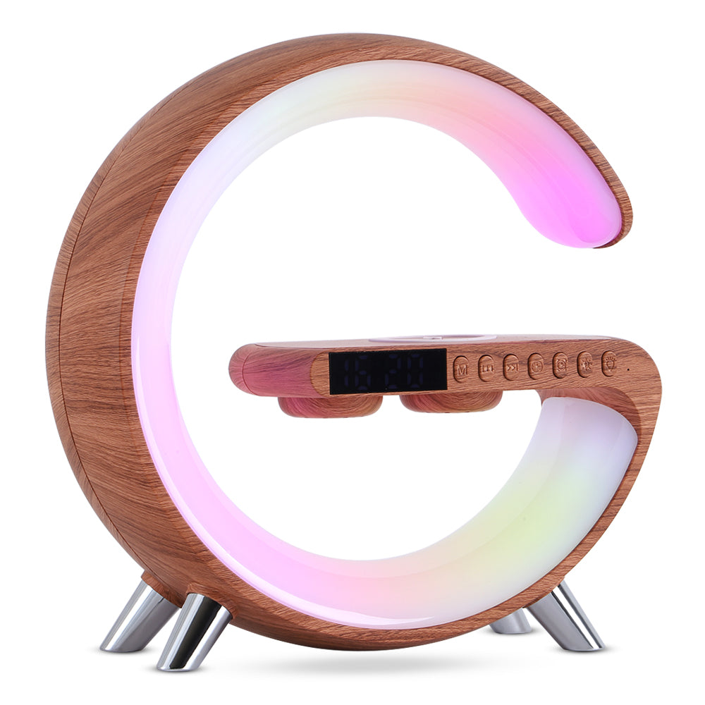 Smart G-Shaped LED Lamp with Bluetooth Speaker & Wireless Charger