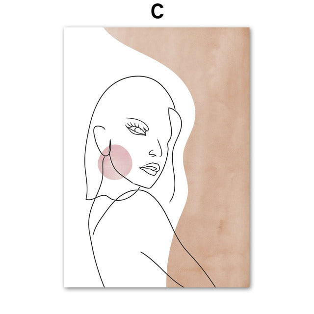 Girls Abstract Nordic Canvas Wall Art for Living Room & Bedroom