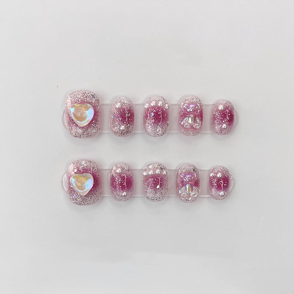 Nail Art Kit with Raspberry Bubble Candy Design for Nail Enhancement