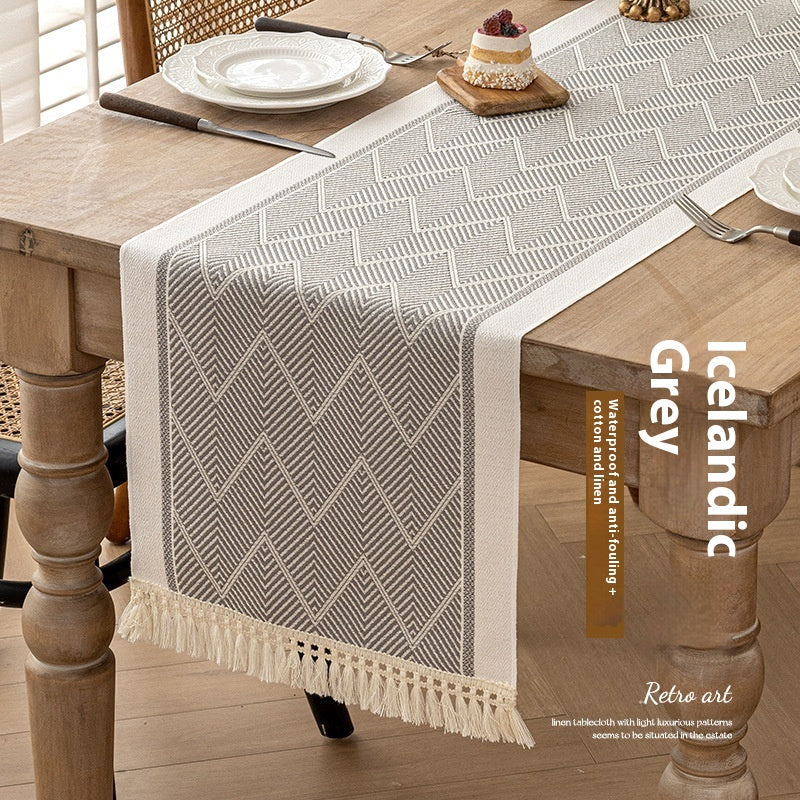 Cotton Linen Dining Tablecloth for Kitchen & Dining - Long Size