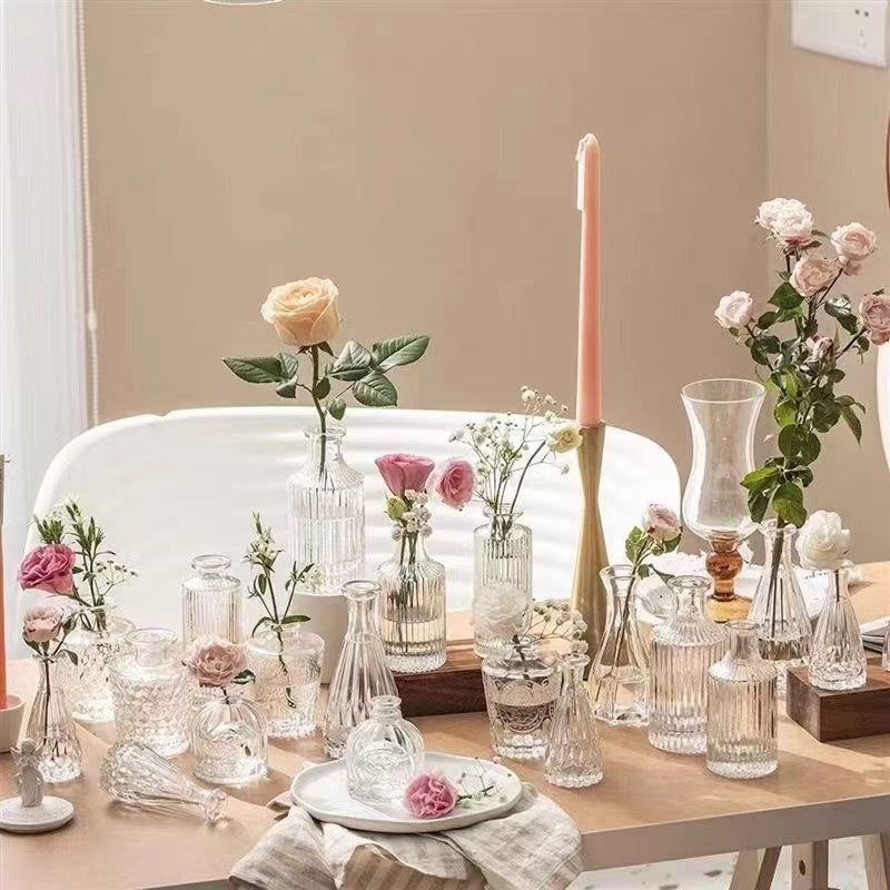Mini Glass Vase - Embossed French American Style Home Decor