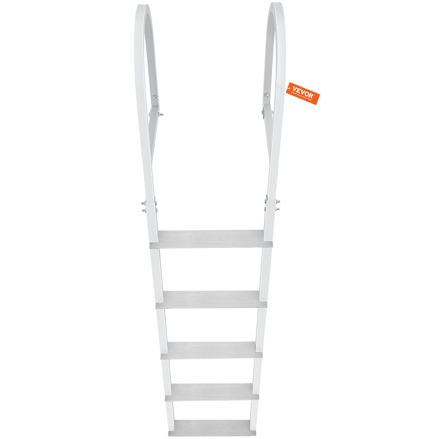 Removable Aluminum Dock Ladder with 5 NonSlip Steps, 500 lbs Capacity, Silver