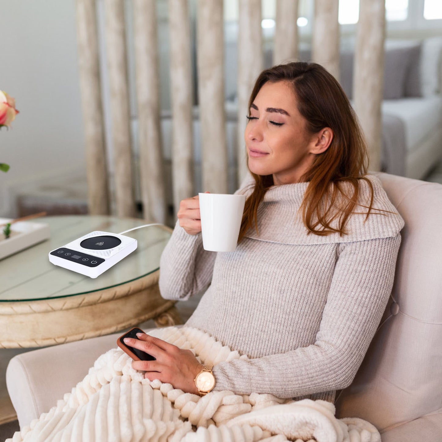 Electric Mug Warmer with 6 Temperature Levels & Auto Shut Off