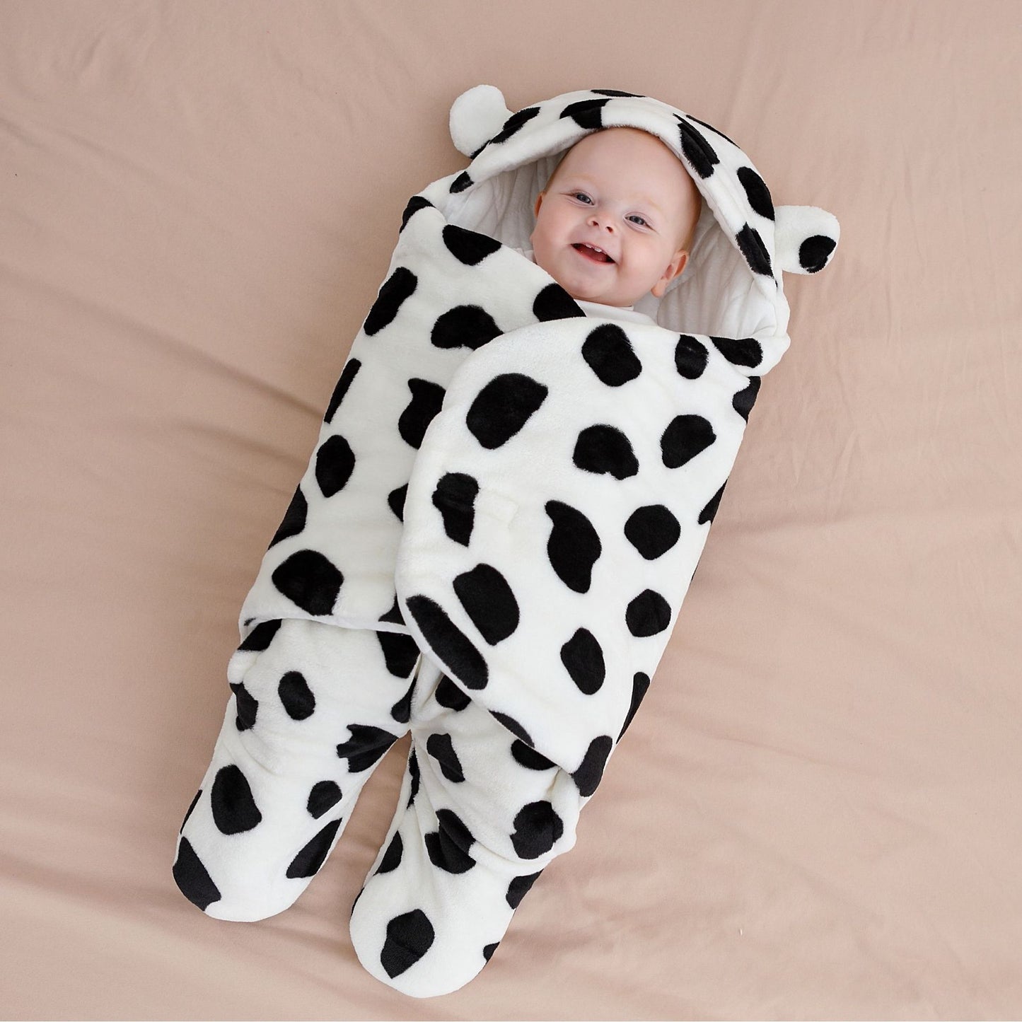 Baby Sleeping Bag with Cartoon Prints, Thick Flannel Swaddle for Newborns