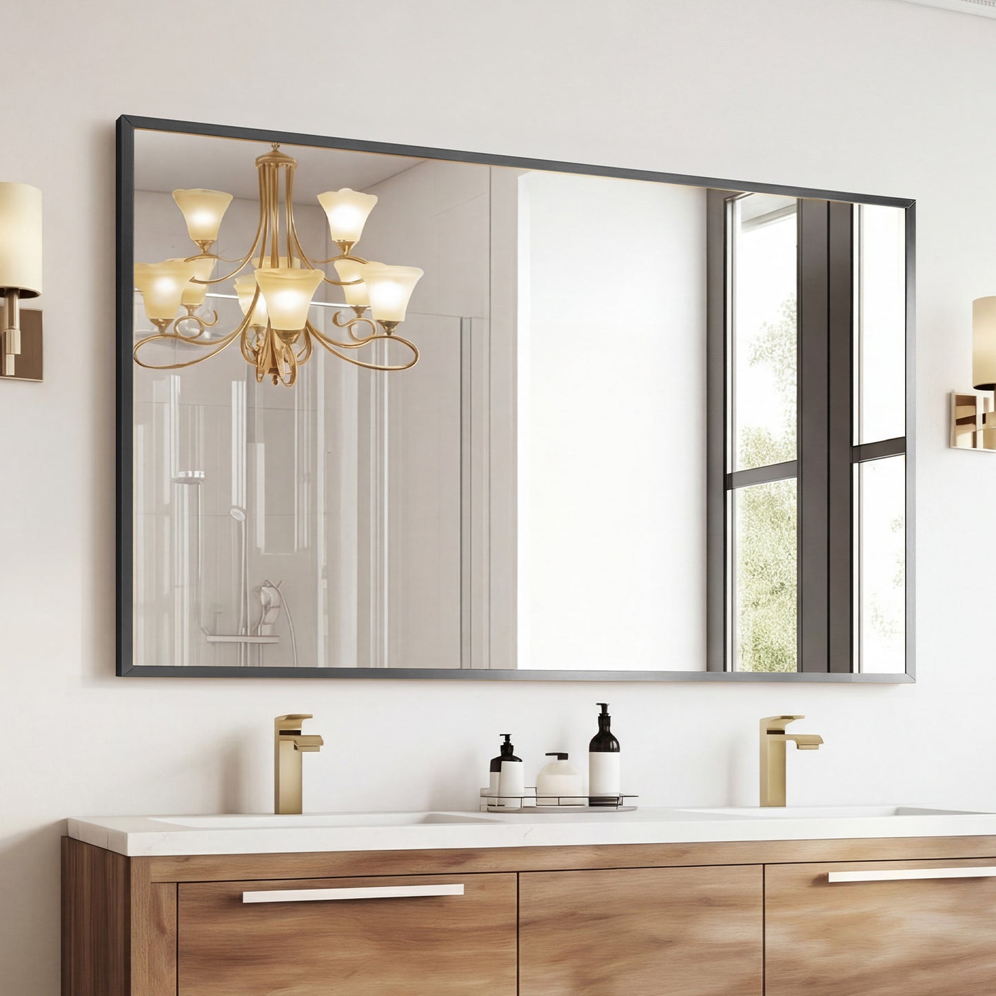 Above The Countertop, There Is A Rectangular Wall-mounted Bathroom
