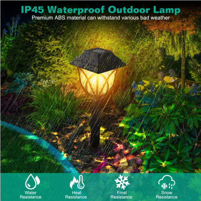 Solar Powered Wooden Stake Outdoor Decorative Landscape Light