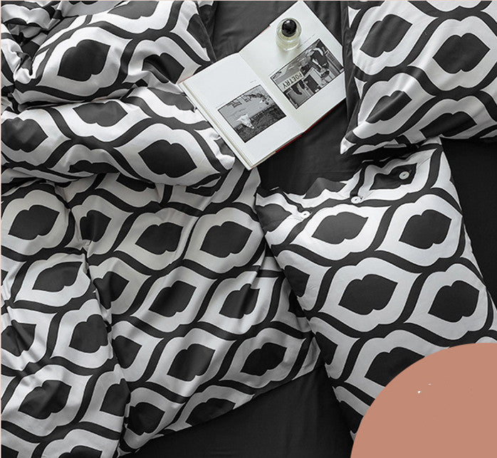 Long-Staple Cotton Bedding Set with Geometric Pattern - 4 Pieces, 2.0M Plus Size