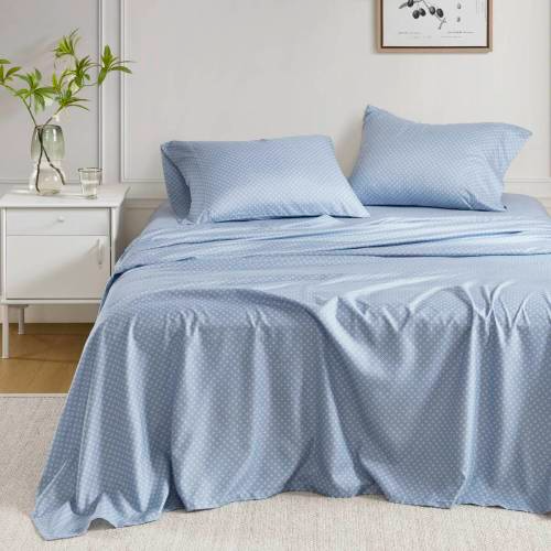 Floral Comforter Set with Bed Sheets - Blue Queen Size