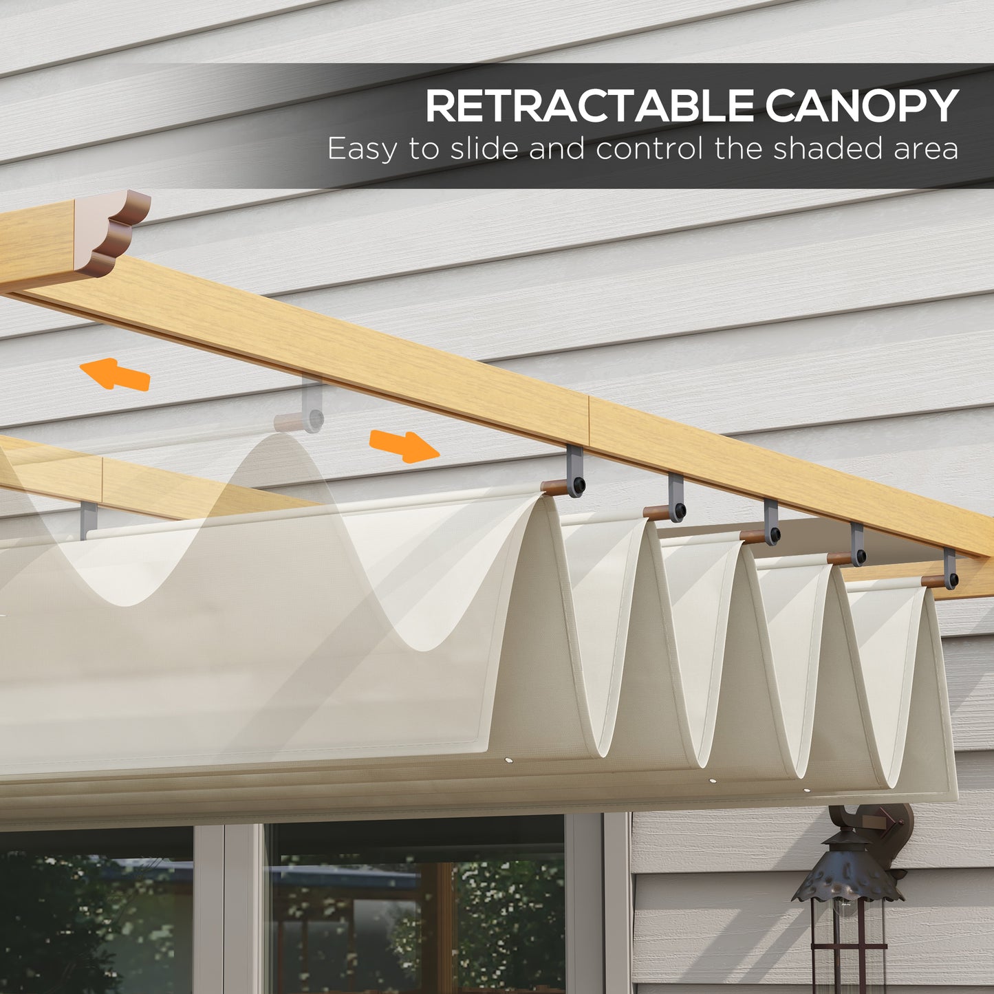 Retractable Aluminum Pergola Canopy for Patio - Cream
