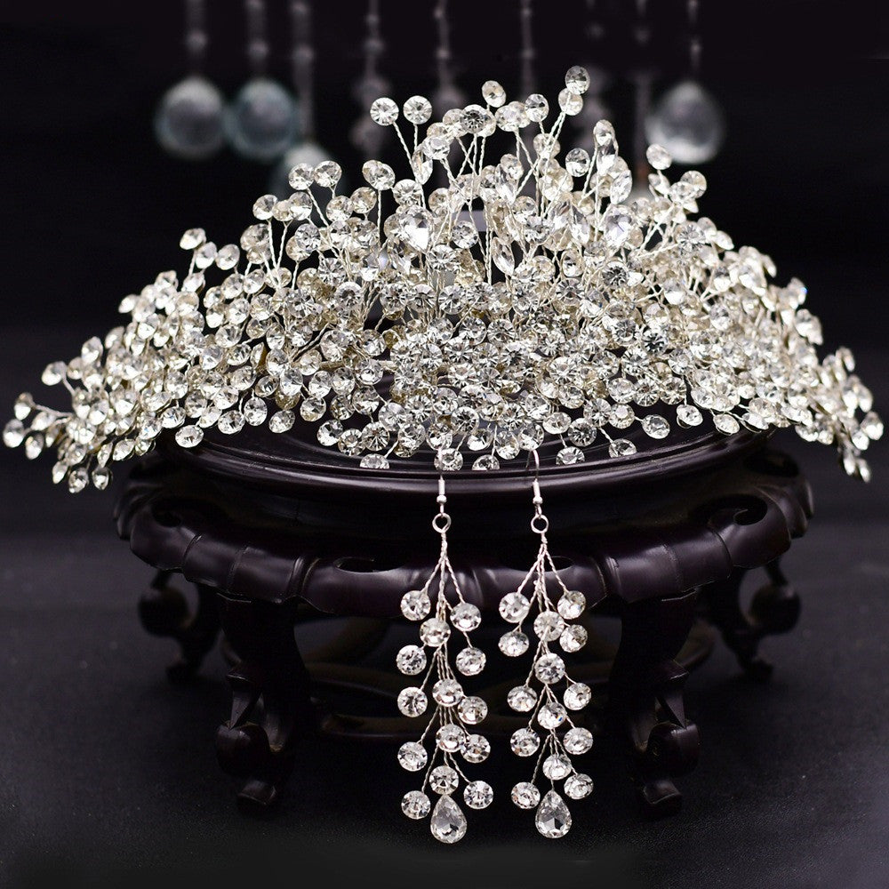 Rhinestone Wedding Headband - Floral Handmade