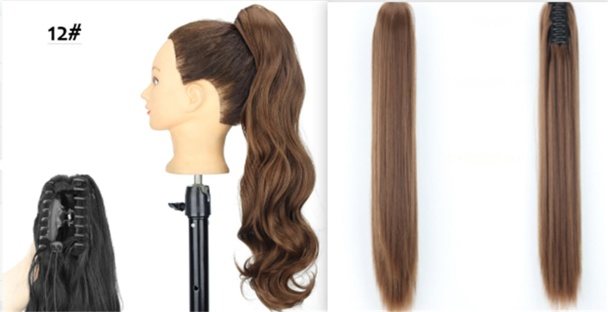Long Straight Synthetic Wig with Ponytail Claw Clip - Chemical Fiber Hair Extension