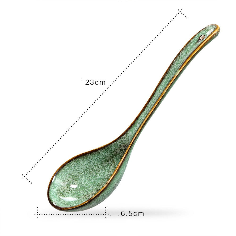 Ceramic Long Handle Spoon Kitchen Utensil Household Cooking Tool