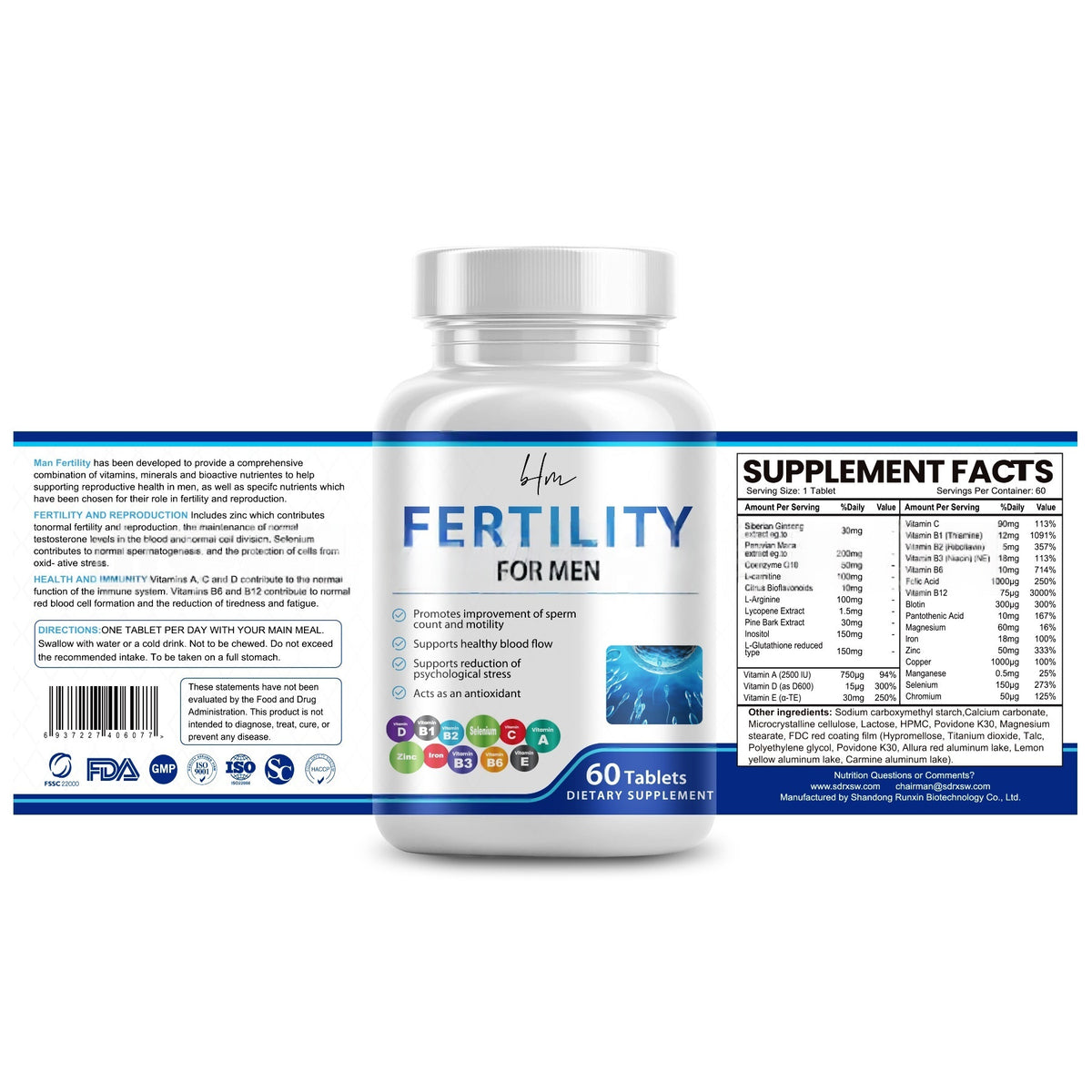 Male Fertility Tablets - 60 Tablets
