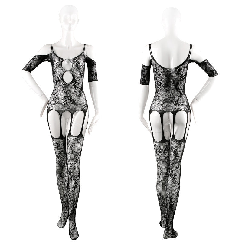 Women's Strapless Open Crotch Lingerie - Black One Size