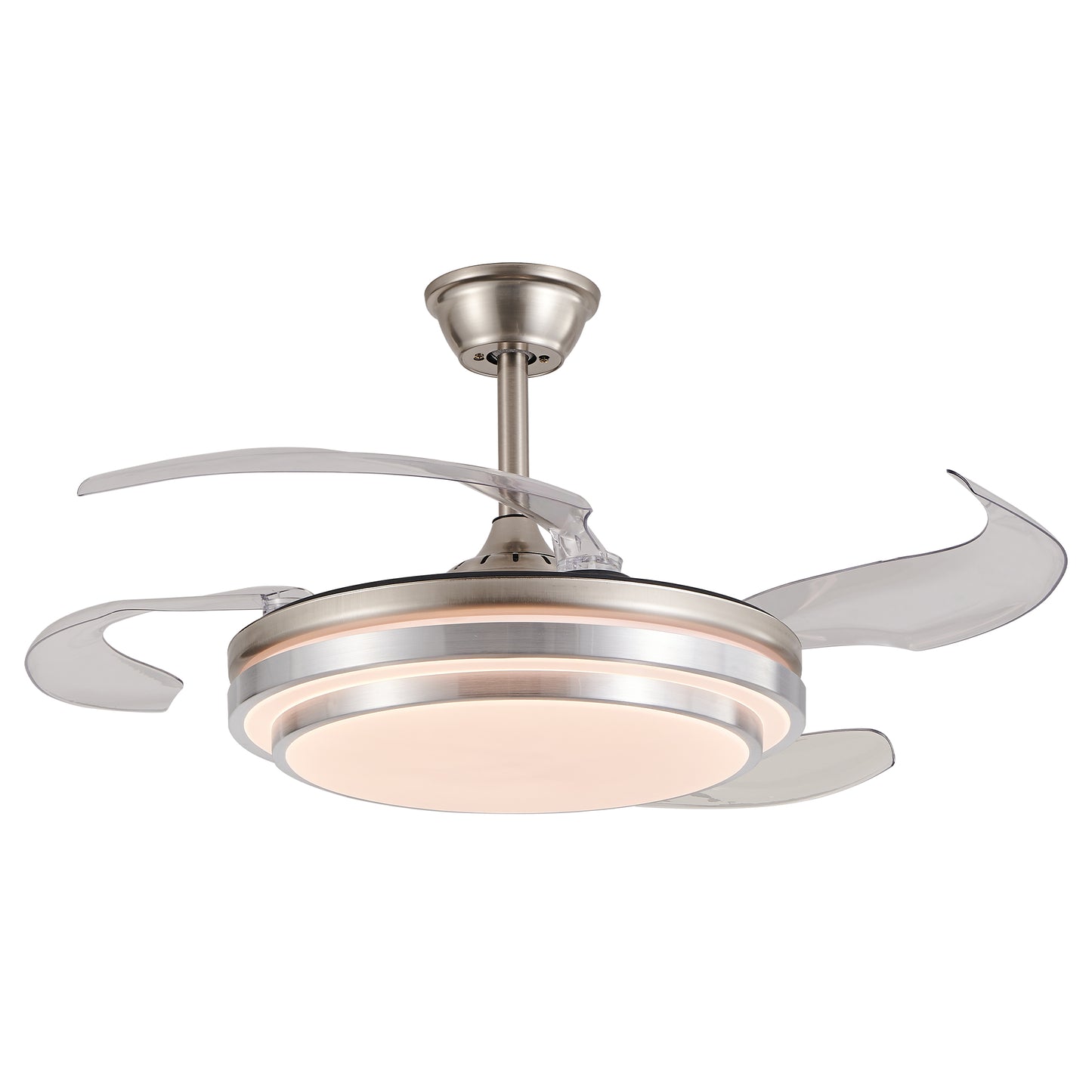 42-Inch Modern LED Ceiling Fan with Remote Control - Retractable Blades, 6-Speed, Quiet Operation