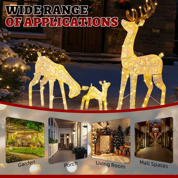 Lighted Christmas Reindeer Family Set - 3 Outdoor Decorations