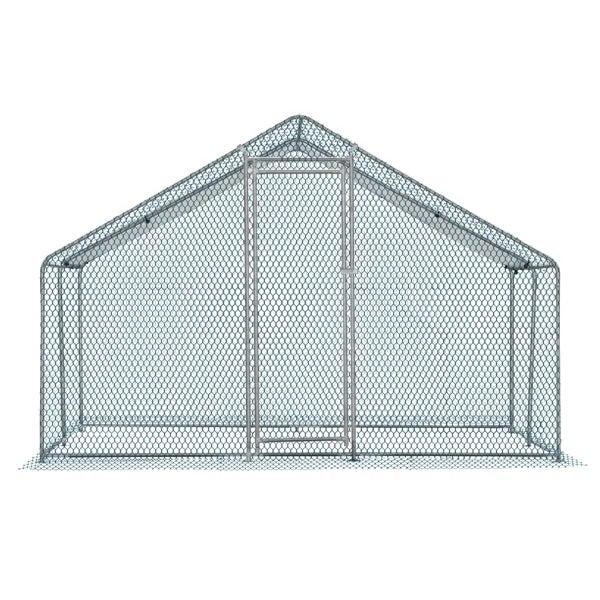 10x10 Ft Large Metal Chicken Coop with Waterproof Cover & Predator-Proof Mesh