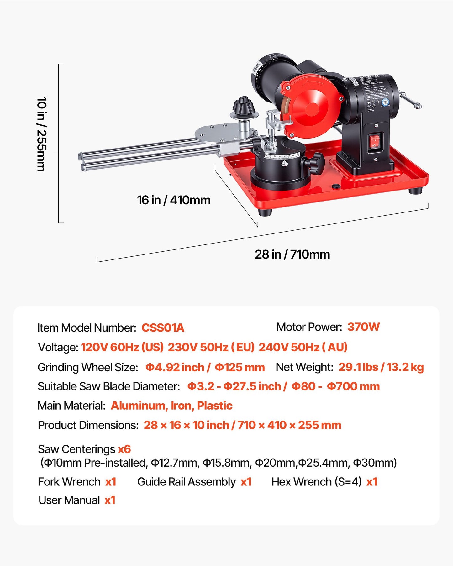 Circular Saw Blade Sharpener, 370W 3590RPM Rotary Angle Mill Grinder