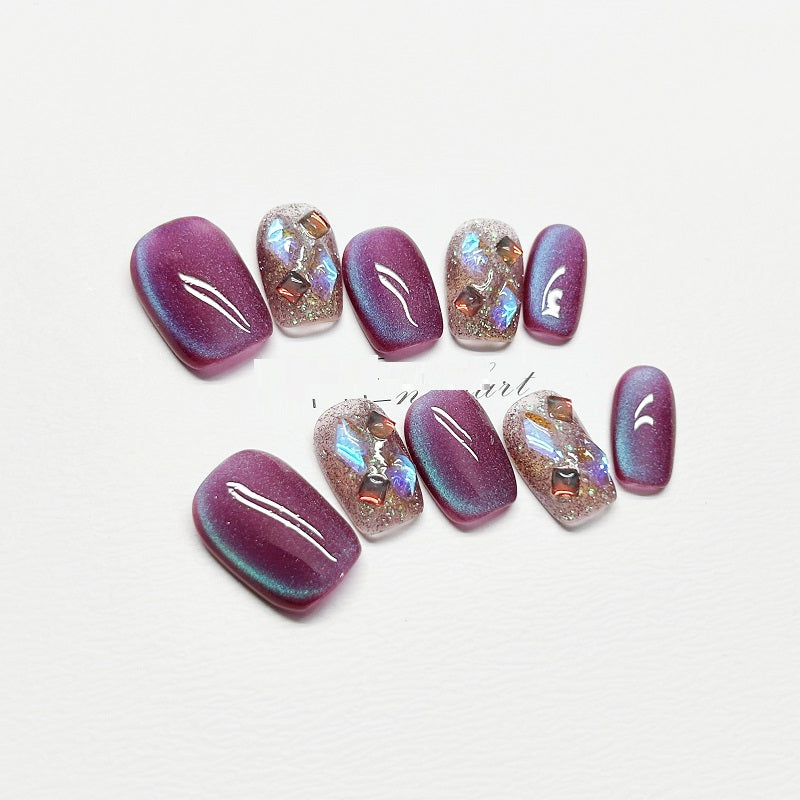 Detachable Short Square Nail Sticker Set for Nail Art - Multiple Sizes
