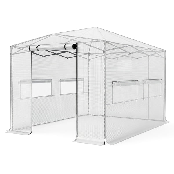 8x12ft Foldable Greenhouse Shed - Plastic Sprayed Iron Pipe Mesh