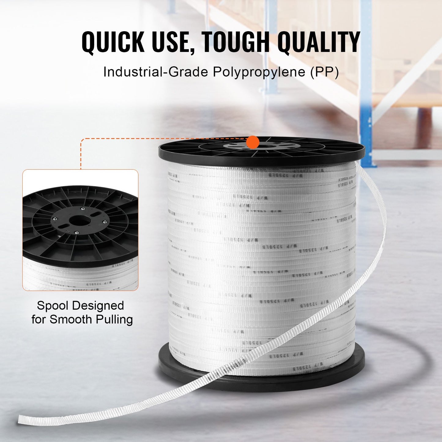 Heavy-Duty Polyester Pull Tape 1/2 Inch x 5249 Feet for Electrical & Gardening