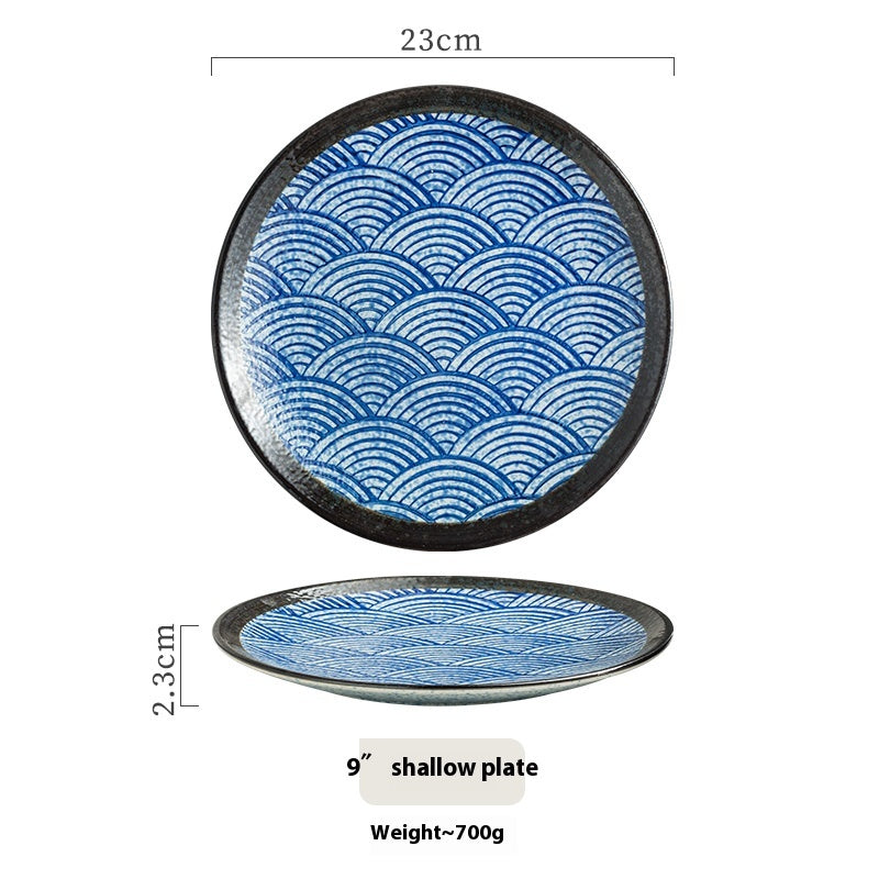 Ceramic Flat Dish Plate Set - 7 & 9 Inch Round Tableware in Multiple Colors