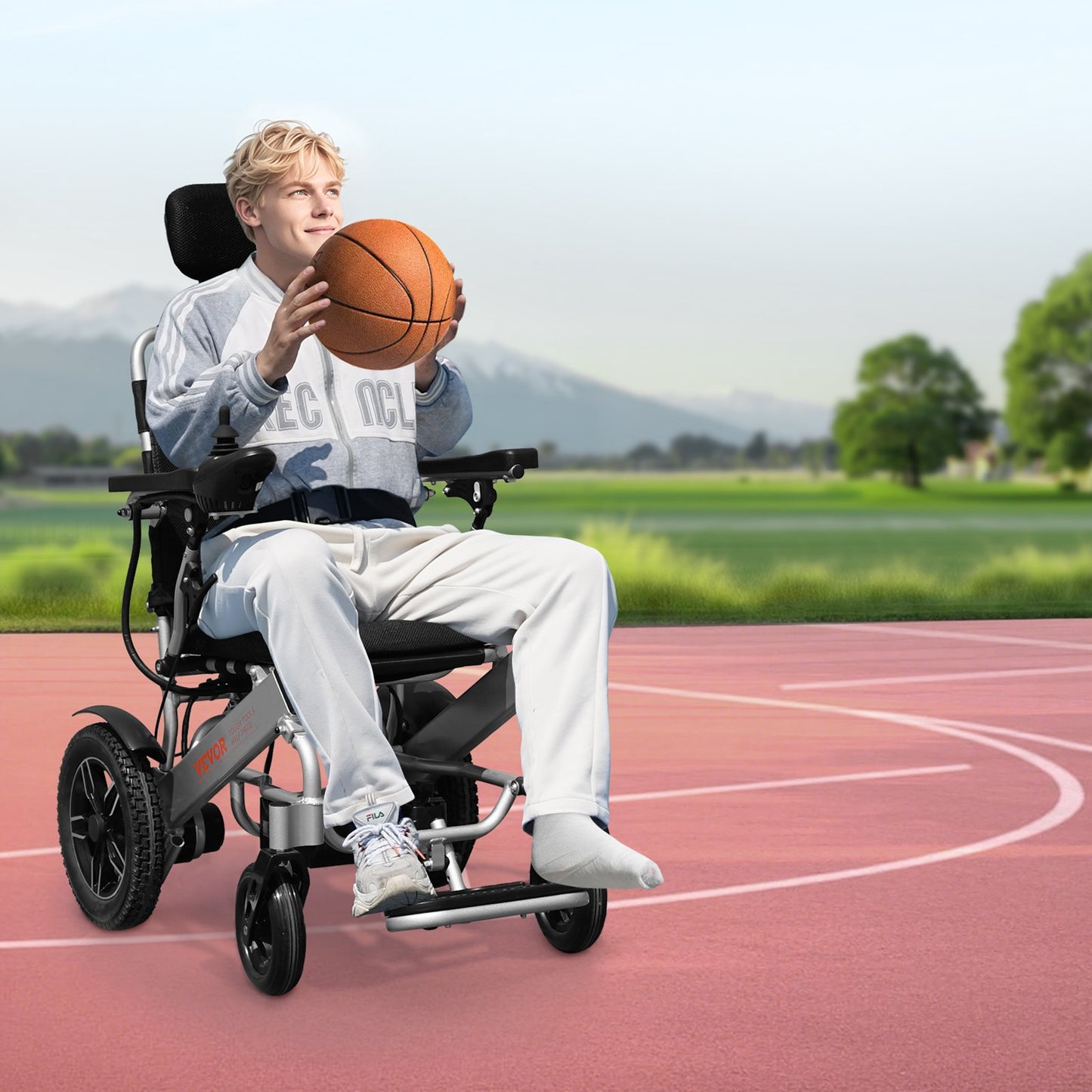 Foldable Electric Wheelchair 300lbs Capacity with 13-Mile Range and Adjustable Backrest - Silver