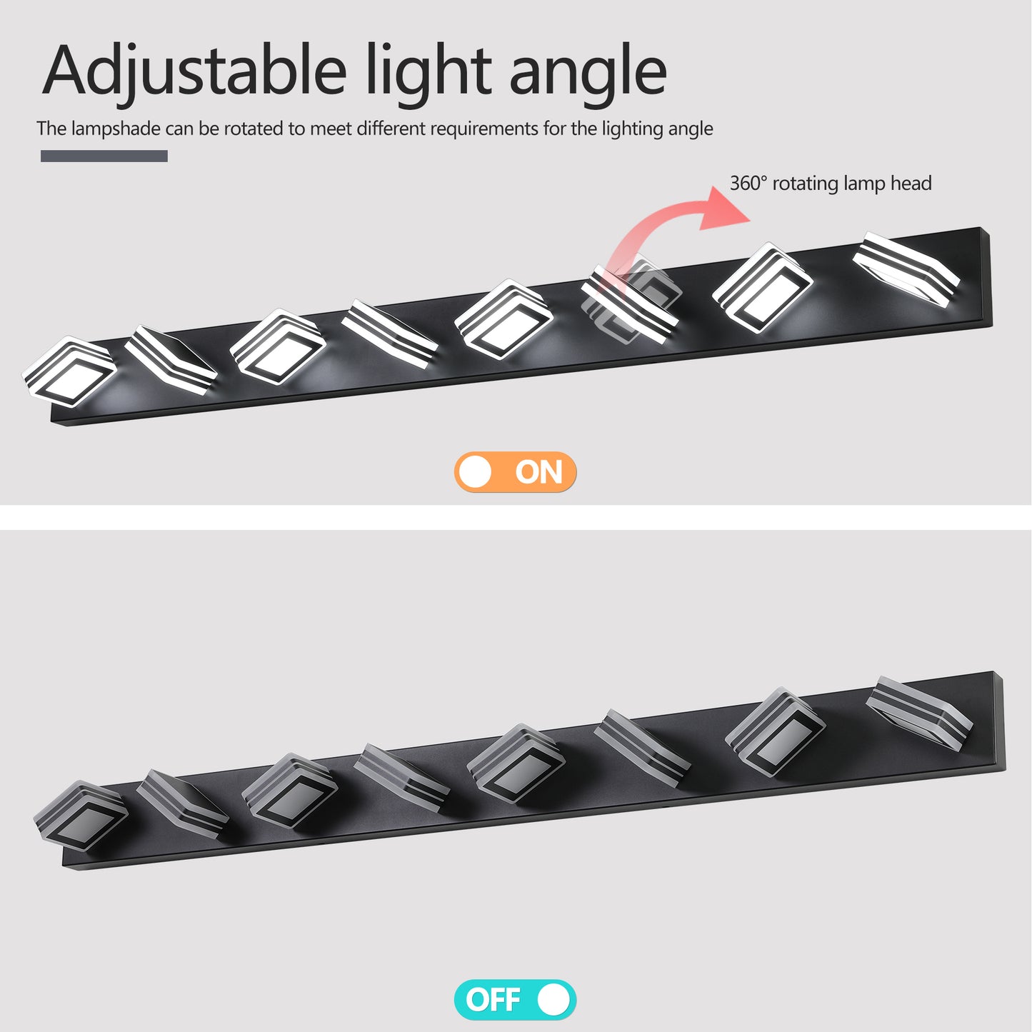 8-Light LED Vanity Light - Dimmable Bathroom Wall Fixture