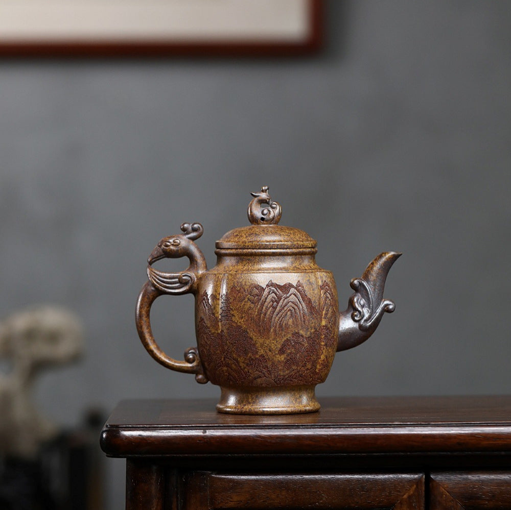 High-Temperature Fired Zisha Teapot Made of Duan Clay for Traditional Chinese Cooking