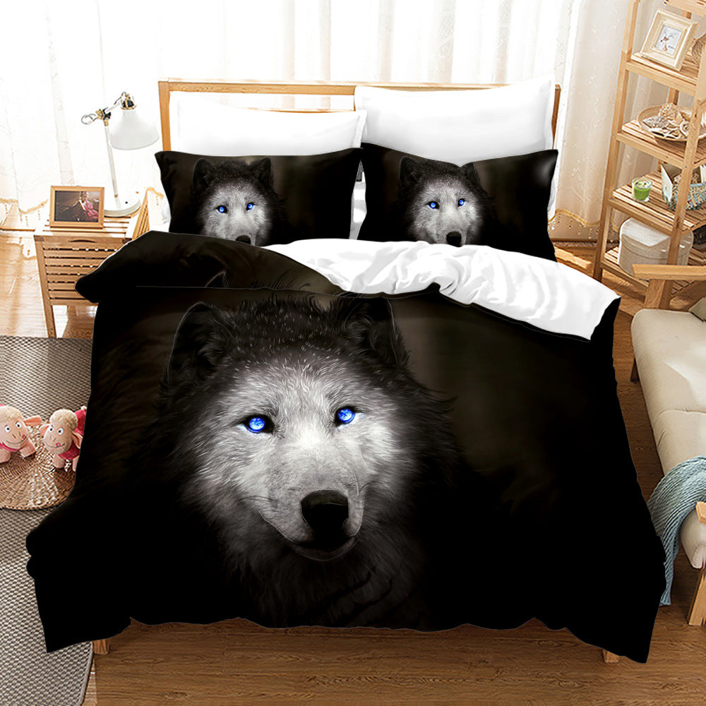 Digital Printed Wolf Bedding Set - 3-Piece Bed Linen for Home Decor