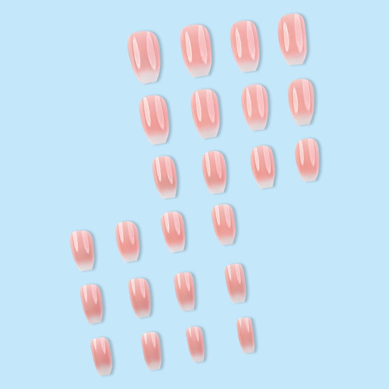 24 White Gradient Coffin Nail Stickers with Glue & File