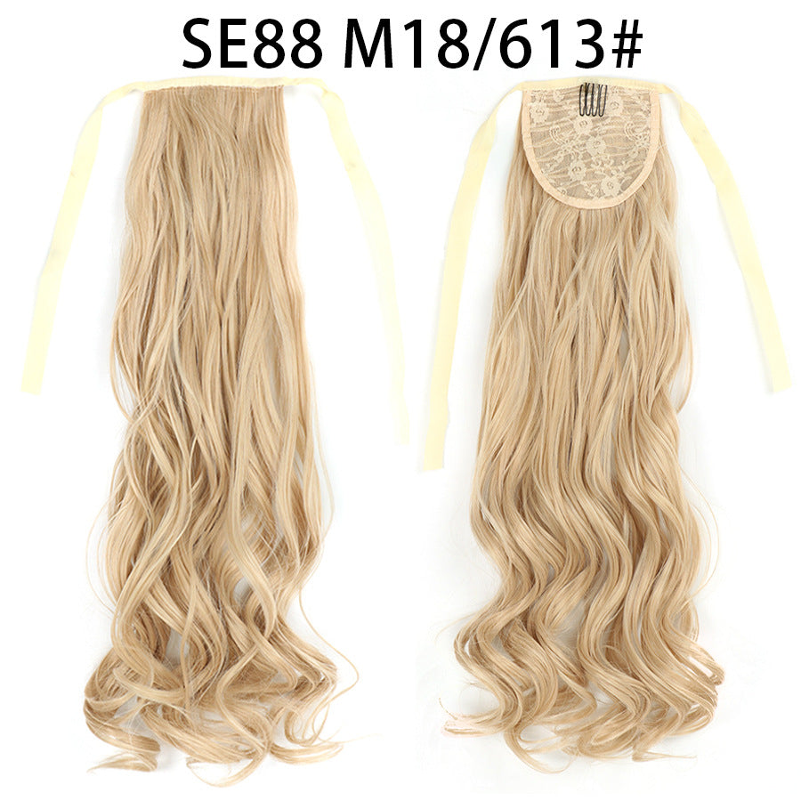 Long Chemical Fiber Wig with Bow Tie Strap - High Temp Silk Hair Extension