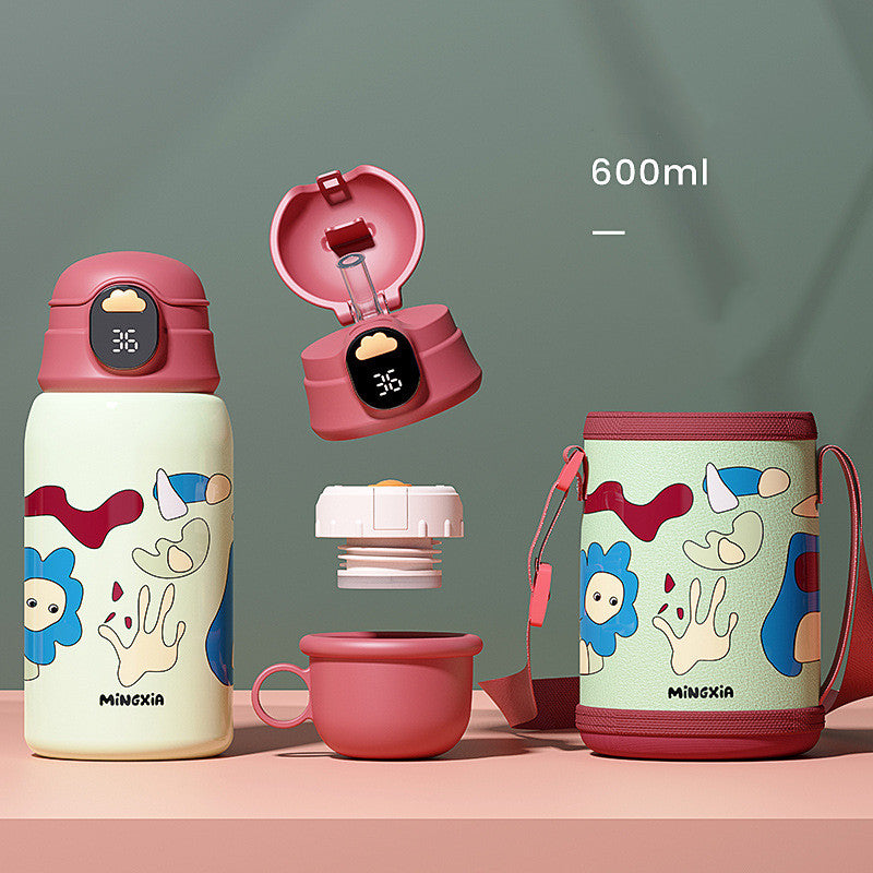 Children's Insulated Stainless Steel Water Cup with Bouncing Lid - 500-600ML
