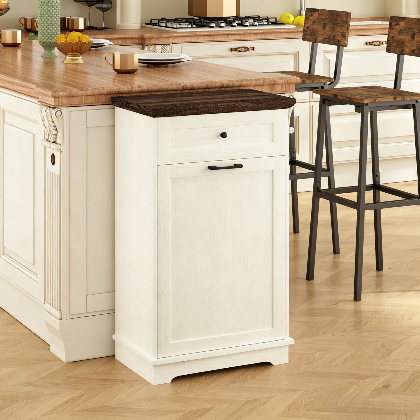 10 Gallon Tilt-Out Trash Cabinet - Antique White