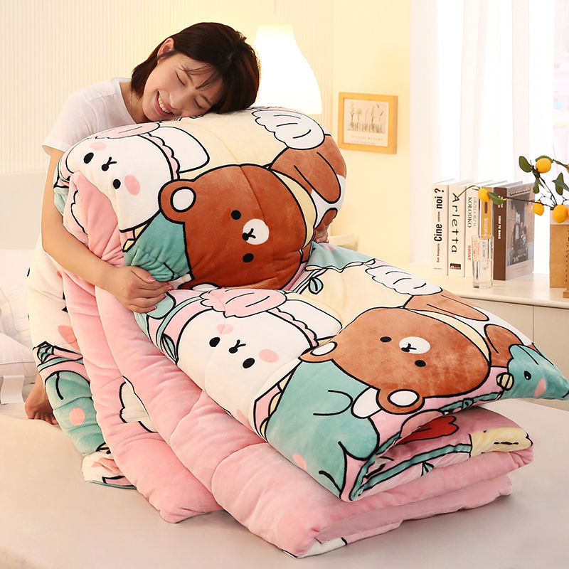 Double-Sided Milk Fleece Quilt for Dormitory - Skin-Friendly & Warm Bedding