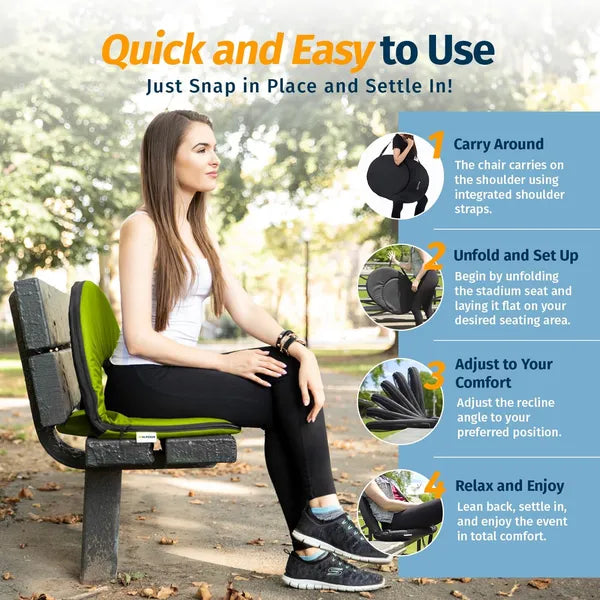 Reclining Stadium Seat - Waterproof 6-Position Comfort - Lime