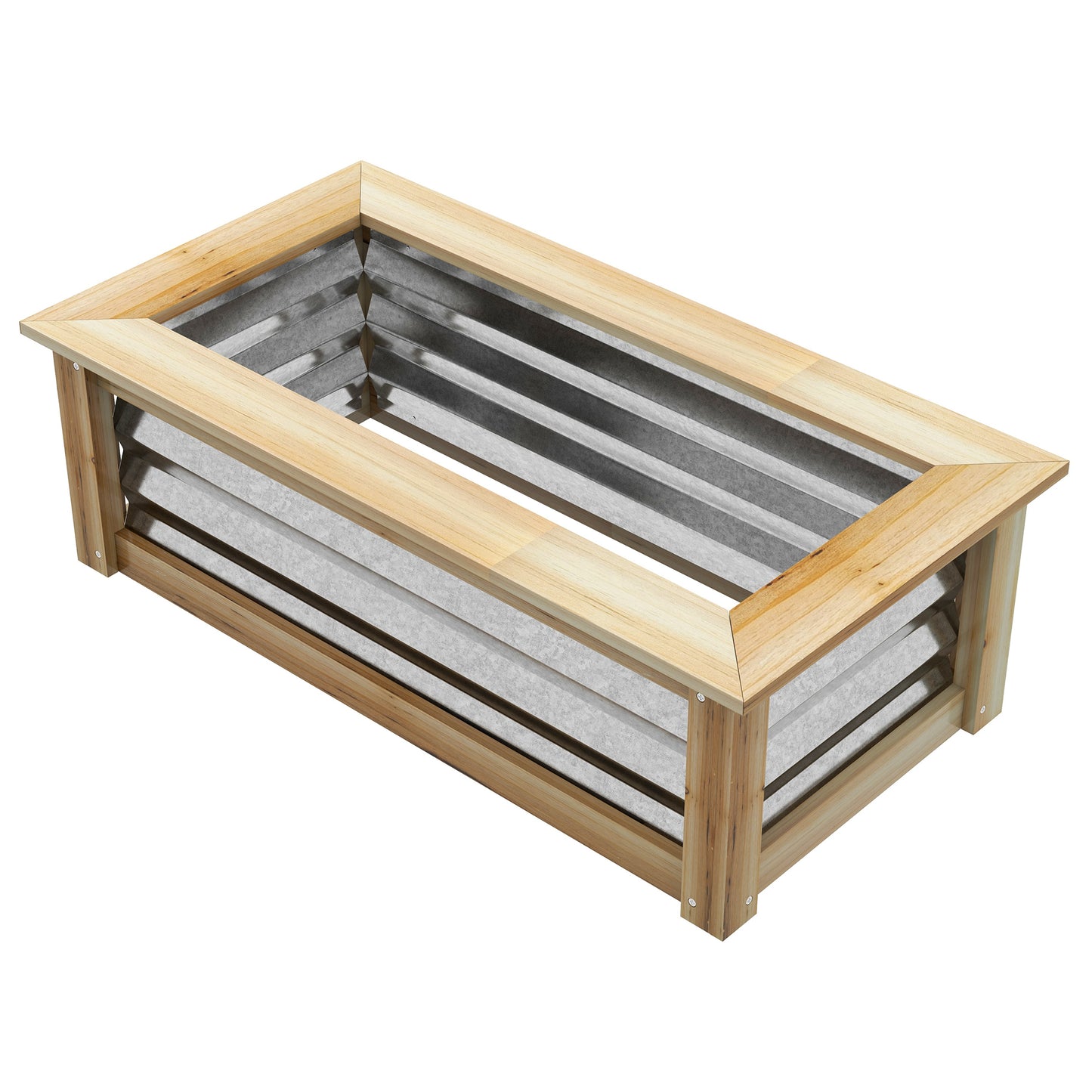 Raised Garden Bed Planter Box - Metal and Wood Combo for Herbs Vegetables Flowers