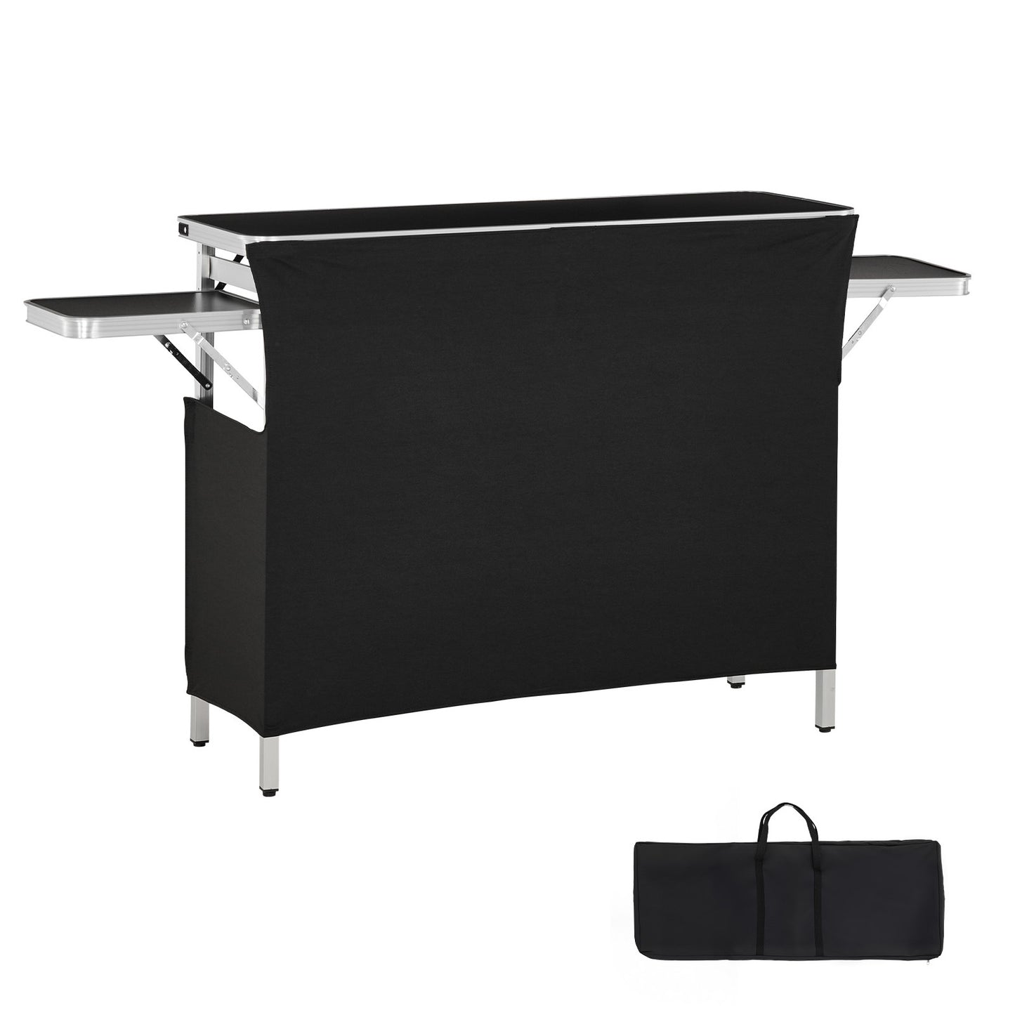 Folding Portable Bar Table 43.3x15.4x34.6 In with Carry Bag & Storage Shelf