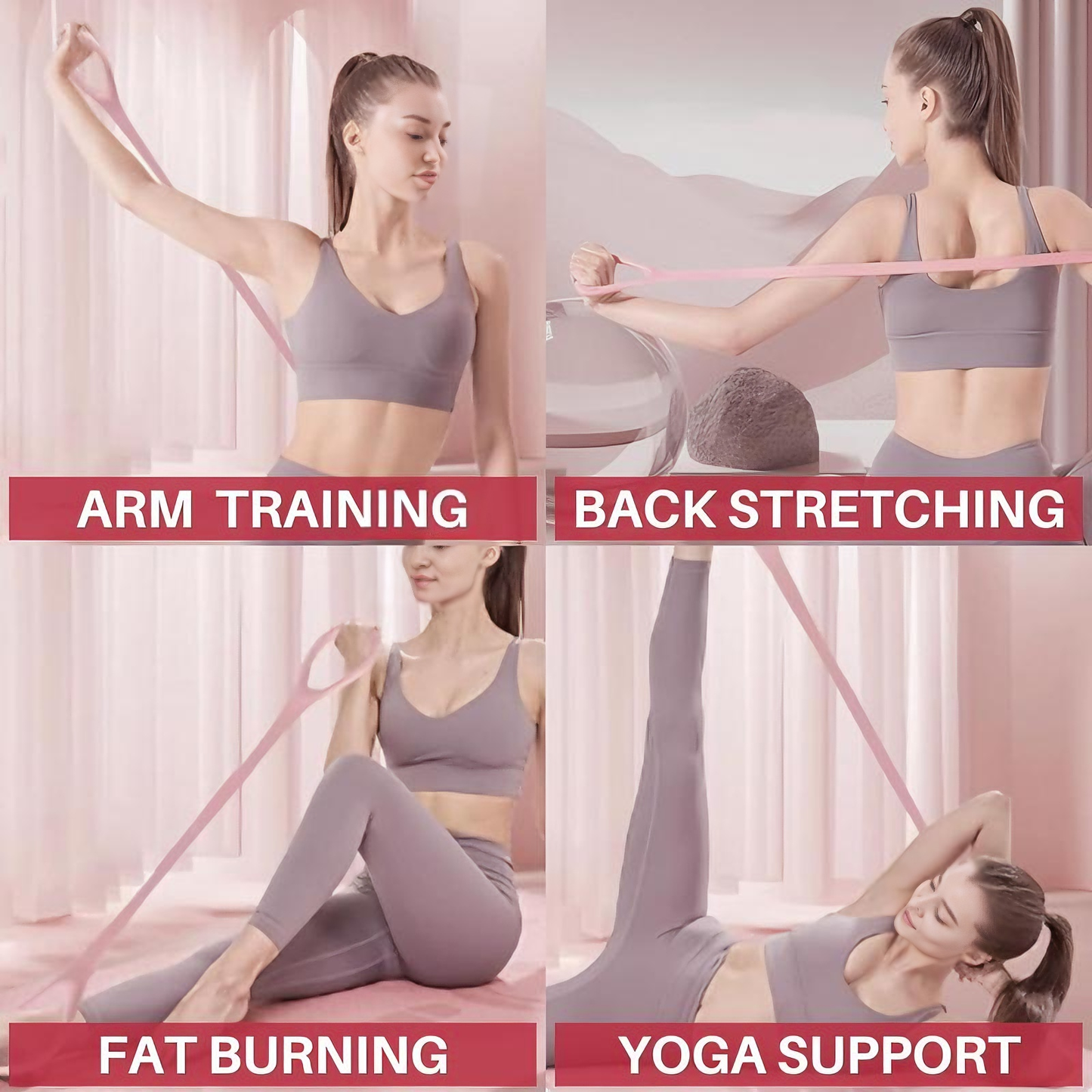 8-Shaped Silicone Yoga Resistance Band - Fitness Stretch Rope