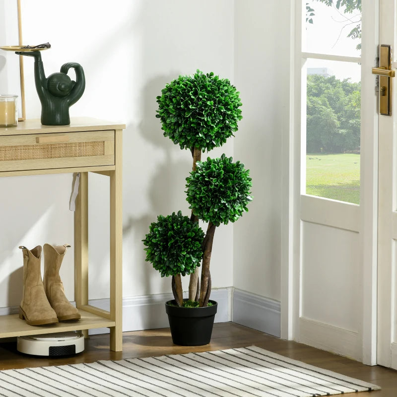 3ft Artificial Boxwood Tree with Sandalwood Leaves and Pot - Indoor Outdoor Topiary