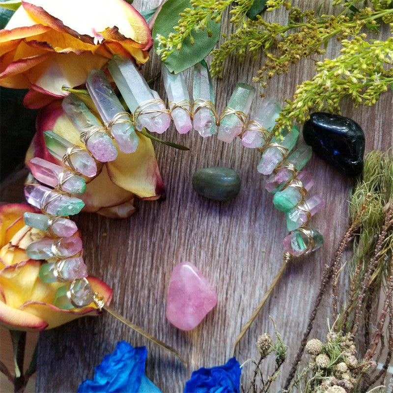 Crystal Crown Headband - Pink/Green